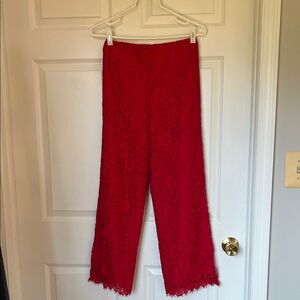 J. Crew Red Lace Women's Pants, Size 0
